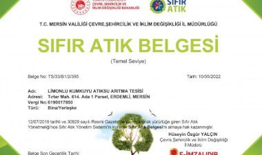 Meski Limonlu-Kumkuyu Atıksu Arıtma Tesisi’ne ‘Sıfır Atık Belgesi’